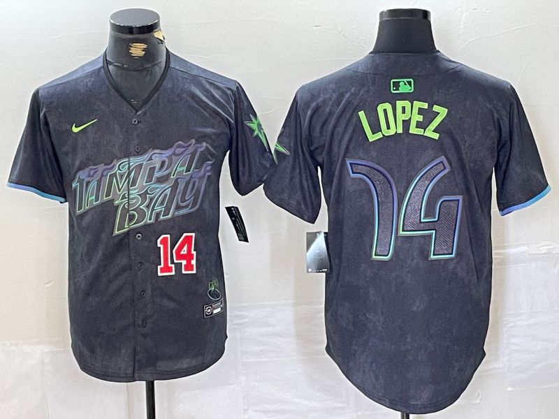 Men Tampa Bay Rays #14 Lopez Black City Edition Nike 2024 MLB Jersey style 3->tampa bay rays->MLB Jersey